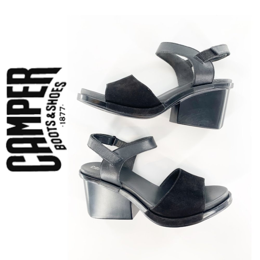 Camper Nubuck Leather Chunky Heel Open-Toe Sandals